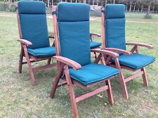 4 X Barlow Tyrie Teak Ascot Folding Reclining Chairs Garden Patio With Cushions for sale  Shipping to South Africa