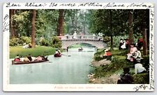 Detroit Publ MI~Long Canoes~Victorian Gal Holds Flag~Canal Footbridge~Belle Isle comprar usado  Enviando para Brazil