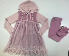 Naartjie Girl Pink Cotton Hooded Lace Overlay Long Sleeve Dress Legging Set 8/9 for sale  Shipping to South Africa