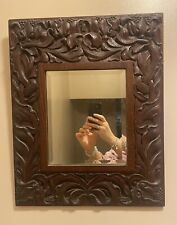 British Antique Arts & Crafts 1890-1910 Wall Mirror Hand Carved Mahogany Wood for sale  Shipping to South Africa