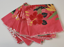 Tropical Print Cotton Dinner Napkins Set of 6 Plumeria Hibiscus Hawaiian 16x16" for sale  Shipping to South Africa