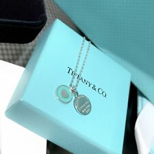 Return to Tiffany & Co. Mini Double Round W/ Heart Charm Pendant Necklace for sale  LEIGH-ON-SEA