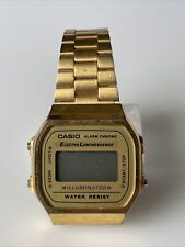 Usado, Relógio de pulso digital CASIO tom dourado iluminador eletro luminescência 1572 A168 comprar usado  Enviando para Brazil