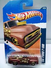 Hot Wheels - Mainline / '56 Ford F100 furgoneta con paneles - marrón metido - llamas - modelo x1 segunda mano  Embacar hacia Argentina