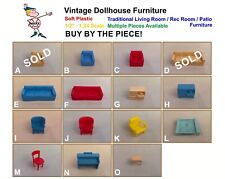 Muebles vintage de plástico suave para sala de estar/sala de recreo/patio para casa de muñecas Marx, usado segunda mano  Embacar hacia Argentina
