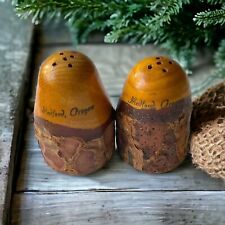 Vintage Carved Natural Rustic Salt & Pepper Shaker Souvenir ~ Medford Oregon USA, used for sale  Shipping to South Africa