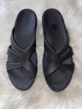 Crocs Sanrah sandálias anabela com tiras biqueira aberta 204010 preto feminino tamanho 11 comprar usado  Enviando para Brazil