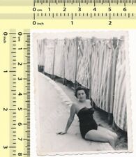 Used, 1959 Swimsuit Woman Sit Changing Dressing Rooms Beach Abstract Lady old photo for sale  Shipping to South Africa