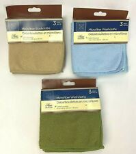 9 SOFT MICROFIBER WASHCLOTHS 3 in Pack Baby Bath Face Camping Blue Beige Green, used for sale  Shipping to South Africa