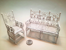 Dollhouse Miniature - Patio Sofa and Chair, White Metal Wire for sale  Shipping to South Africa