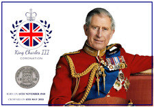 Moneda conmemorativa de seis peniques de la coronación del rey Carlos III recuerdo segunda mano  Embacar hacia Argentina