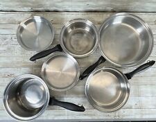 6 Piece Chefs Ware Cookware Set 18-8 Tri Poly Stainless Steel Made In USA, used for sale  Shipping to South Africa