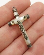 Croix Crucifix Argent Et Nacre Silver Cross Jesus Christ 3,3g 4x2,2cm, usado comprar usado  Enviando para Brazil