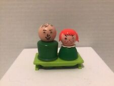 Vintage Fisher Price Little People man and Red headed girl on picnic bench for sale  Shipping to South Africa