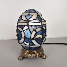 "Lámpara de vitral azul y blanco en forma de huevo estilo Tiffany 8"" de alto 5" de ancho"  segunda mano  Embacar hacia Argentina