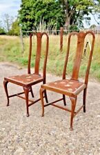 Pair x2 Antique Figured Solid Wood Hoop Back Bedroom Seats Dining Chairs  for sale  Shipping to South Africa