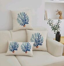 Coral embroidered cushion for sale  WOODBRIDGE