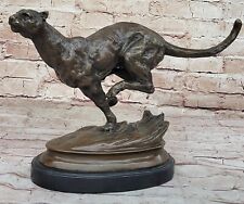 Escultura de bronce Puma Pantera firmada de Milo's obras de arte clásicas sobre base de mármol negro segunda mano  Embacar hacia Argentina