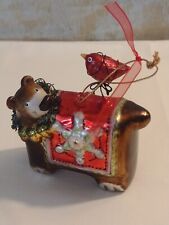 Raro enfeite de Natal de vidro pintado soprado à mão urso e pássaro nas costas comprar usado  Enviando para Brazil