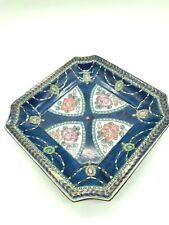 Used, Enameled Cobalt Blue Gold Flora Square Trinket Console Dish China 8 inch for sale  Shipping to South Africa