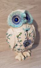 Alvino Bagni cerâmica coruja cerâmica italiana azul floral esmalte craquelado olhos de joia, usado comprar usado  Enviando para Brazil