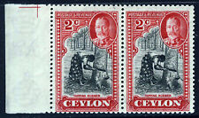 Rey Jorge V 1935 CEILÁN 2c. PAR MARGINAL Black & Carmine SG 368 MNH segunda mano  Embacar hacia Argentina