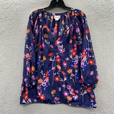 Blusa para mujer LIZ CLAIBORNE XL torso floral manga larga extra grande azul transparente, usado segunda mano  Embacar hacia Mexico