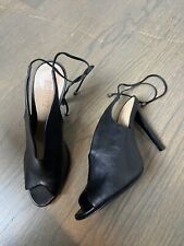 Sapatos Schutz 38 8 couro preto amarrar tornozelo biqueira aberta salto 4” comprar usado  Enviando para Brazil