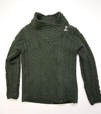 Jaqueta suéter Aran feminina S nó celta zíper lateral verde cabo Merino Irlanda comprar usado  Enviando para Brazil