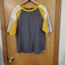 Easel Tshirt Top Womens Medium Yellow/Grey Jersey Oversized EUC, used for sale  Shipping to South Africa