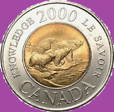 Używany, 2000 Canada Knowledge Toonie $2 Two Dollar Coin. Polar Bear UNC Mint na sprzedaż  Wysyłka do Poland