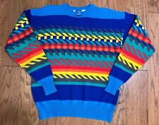Vtg XL Ocean Pacific Knit Ski Sweater OP Surf Rainbow Colors Colorful Crewneck for sale  Shipping to South Africa