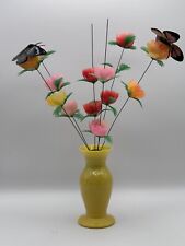 Vaso de plástico pequeno vintage com flores e borboletas de plástico comprar usado  Enviando para Brazil