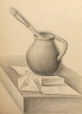 Antique realist pencil painting still life for sale  Shipping to Canada