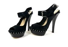 Ladies Oasis Black Suede Leather Stiletto High Heel Platform Shoes Studs Size 6 for sale  Shipping to South Africa