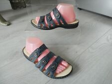 *PAVERS* Ladies LEATHER TRI-STRAP SANDALS Navy Adjustable UK7 EU40 VGC rrp£65 for sale  Shipping to South Africa