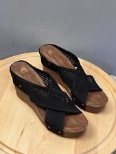Used, CATO Wedge Platform Sandals Heels Womens Size 10 M Black Mesh Slip On Studded for sale  Shipping to South Africa