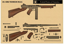 Póster de esquemas de ametralladora Thompson Segunda Guerra Mundial 11 x 17 segunda mano  Embacar hacia Mexico