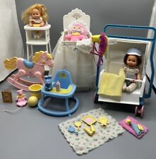 Vintage Barbie Heart Family NURSERY Dolls Bed Bath Rocking Horse Walker Stroller for sale  Shipping to South Africa