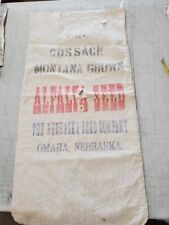ALFALFA SEED FEED CLOTH BAG SACK COSSACK MONTANA GROWN NEBRASKA SEED CO OMAHA for sale  Shipping to South Africa