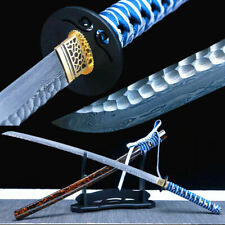 Folded Damascus Steel Sharp Japanese Samurai Sword Katana Full Tang Battle for sale  Shipping to South Africa