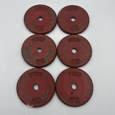 Placas de peso de hierro fundido estándar York Barbell de 1" vintage de 1 1/4 lb segunda mano  Embacar hacia Argentina