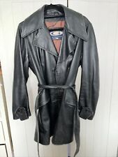 Black leather trench for sale  SLOUGH