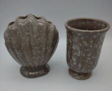 Vintage Bathroom Accessory Set Cup & Toothbrush holder Shell Shape faux granite  for sale  Shipping to South Africa