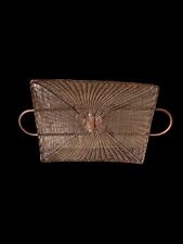 Vintage Large MCM Hollywood Regency Solid Brass Woven Tray Double Handled for sale  Shipping to South Africa