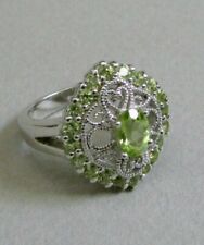 Used, Ross Simons Sterling Silver Filigree 1.60 ct Peridot Gemstone Cocktail Ring QVC for sale  Shipping to South Africa
