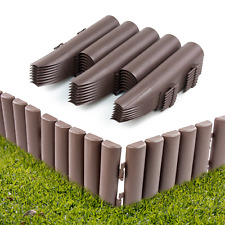BROWN WOOD EFFECT GARDEN PALISADE LAWN EDGING GRASS BORDER PLASTIC FENCING for sale  Shipping to South Africa