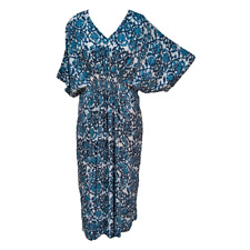 Novo Vestido Maxi Boho Azul Batik Smocked Rayon Longo Noite Reino Unido Tamanho 10-32 comprar usado  Enviando para Brazil