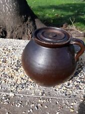 Vaso antigo de cerâmica de argila pote de feijão pesado com tampa decoração rústica para casa de fazenda, usado comprar usado  Enviando para Brazil