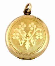 VINTAGE R.&G. CO. Gold Filled Etched FORGET ME NOT Round Photo Locket Pendant for sale  Shipping to South Africa